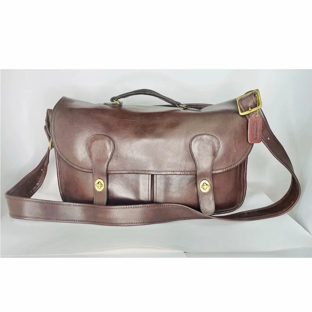 Vintage Coach Carrier NYC Bag Purse USA Burgundy leather 80s Musette Crossbody - Picture 7 of 15